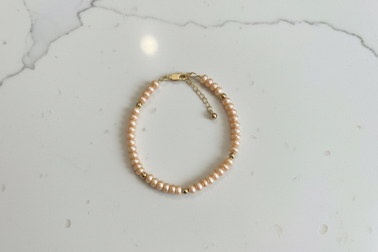 14k gold filled Champagne pearl bracelet