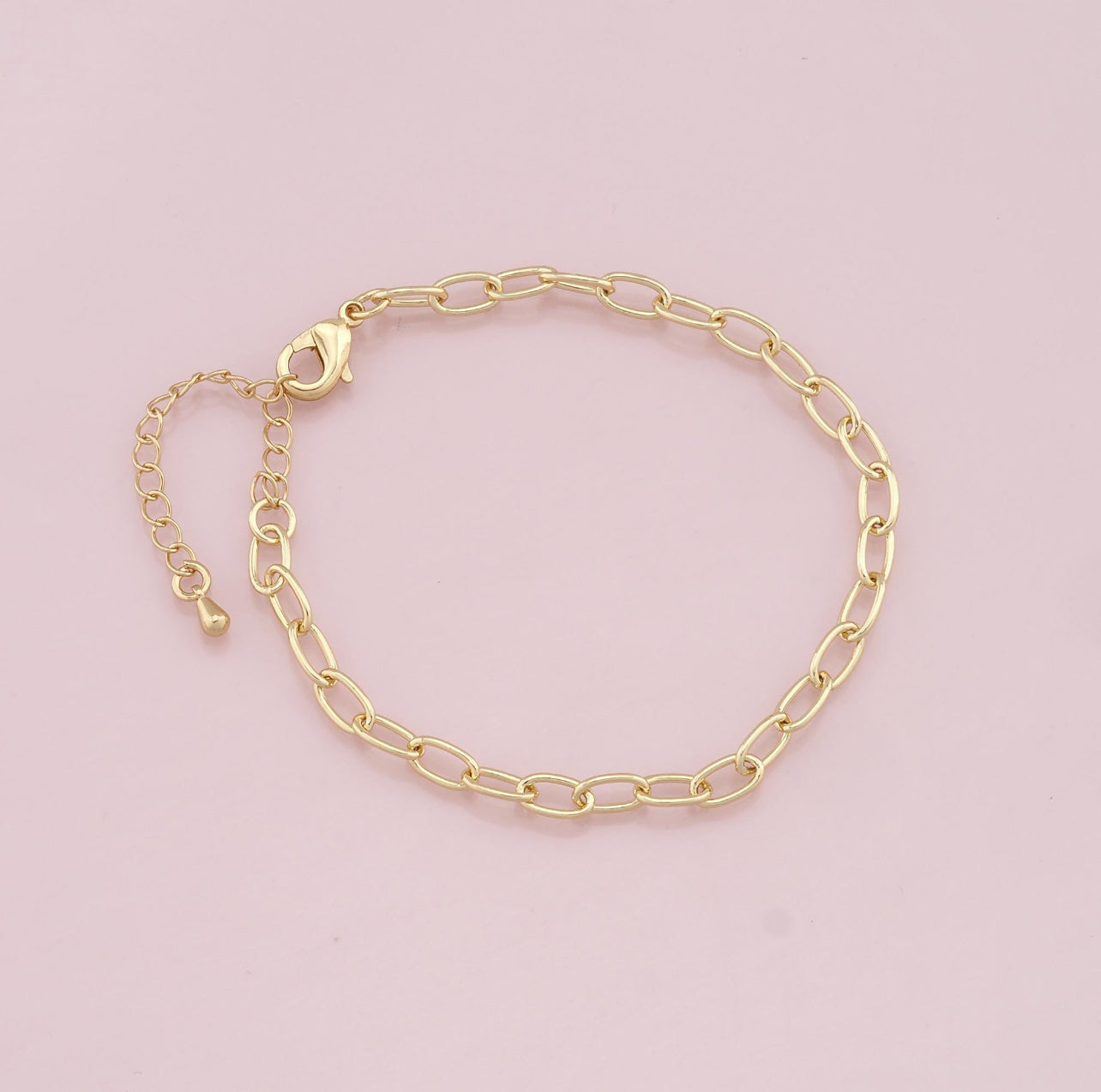18k gold filled oval bracelet with adjustable chain