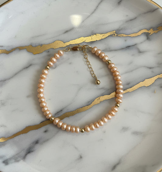 14k gold filled Champagne pearl bracelet