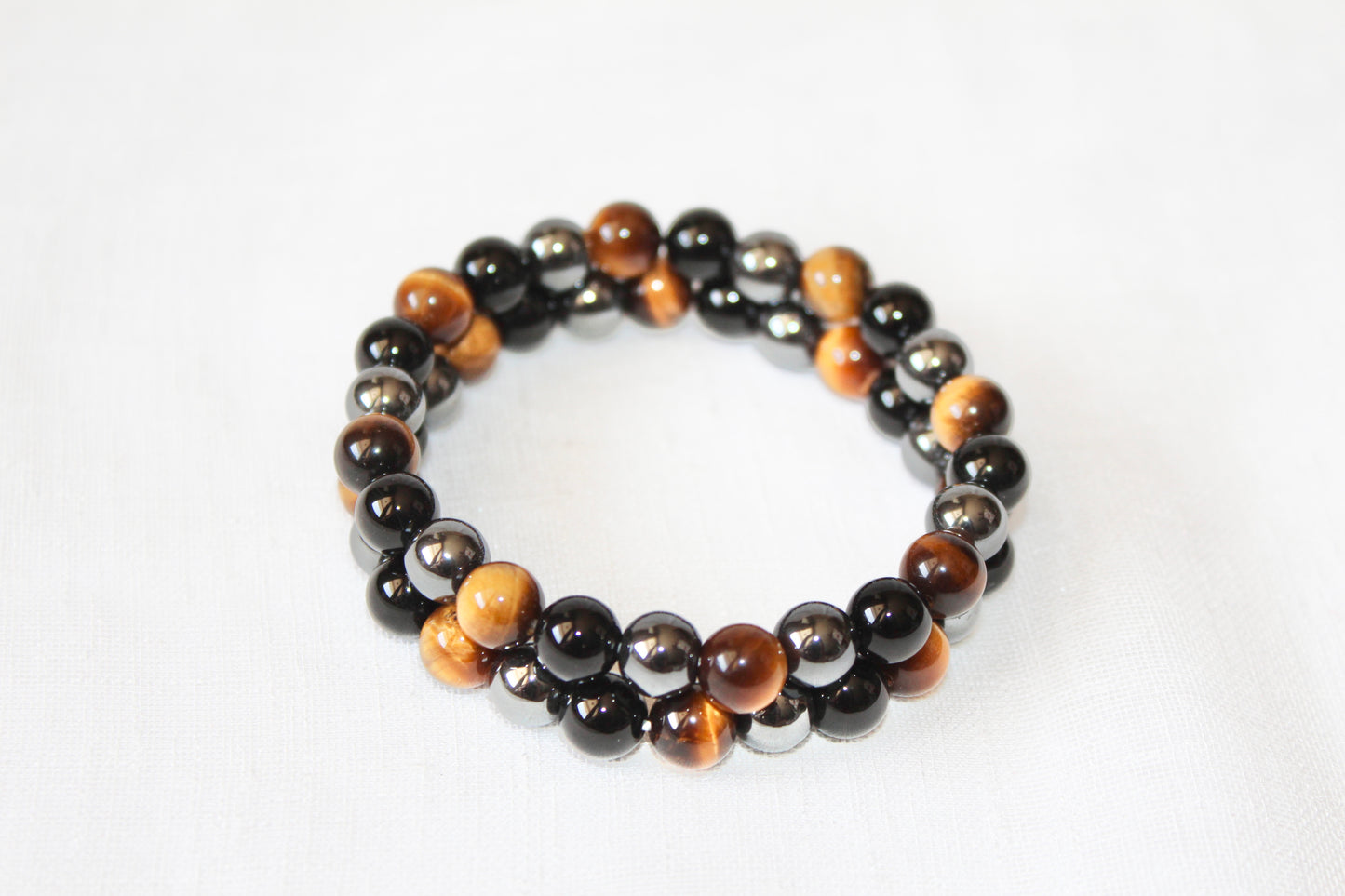 Black Obsidian, Tigers eye, Hematite Bracelet